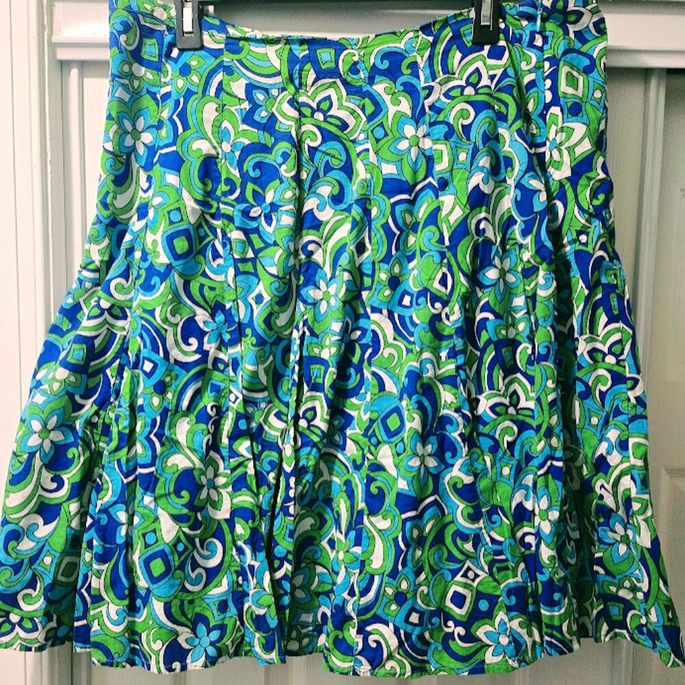George Blue and Green Floral Skater Skirt
